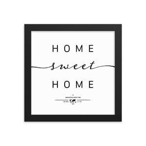 Newcastle Upon Tyne, England, UK Home Sweet Home With Map Coordinates Framed Artwork