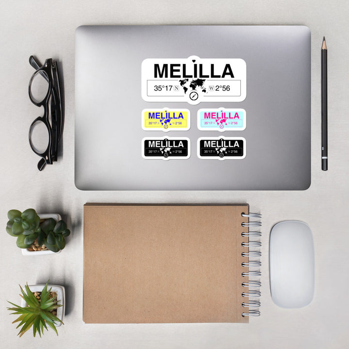 Melilla, Melilla Stickers, High-Quality Vinyl Laptop Stickers, Set of 5 Pack