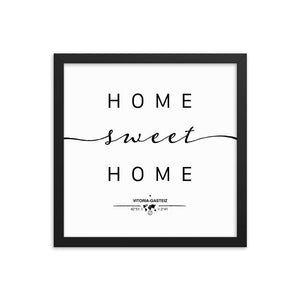 Vitoria-gasteiz, Basque Country, Spain Home Sweet Home With Map Coordinates Framed Artwork