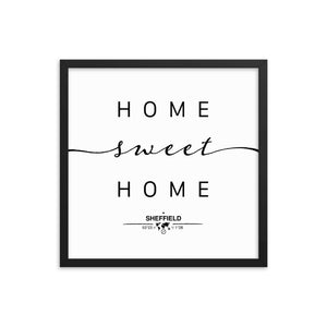 Sheffield, England, UK Home Sweet Home With Map Coordinates Framed Artwork