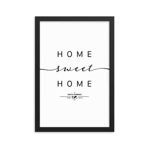 Santo Domingo, Dominican Republic Home Sweet Home With Map Coordinates Framed Artwork