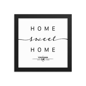 Yokohama,kanagawa, Japan Home Sweet Home With Map Coordinates Framed Artwork