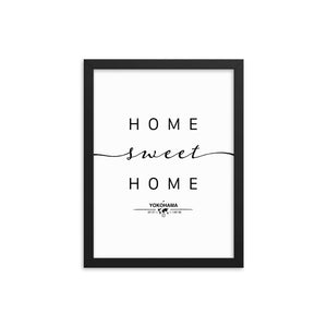 Yokohama,kanagawa, Japan Home Sweet Home With Map Coordinates Framed Artwork