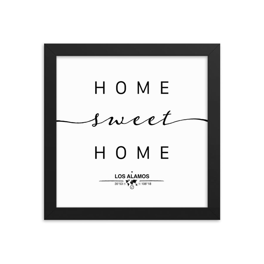 Los Alamos, New Mexico, USA Home Sweet Home With Map Coordinates Framed Artwork