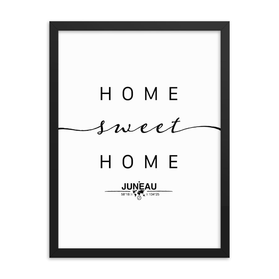 Juneau, Alaska, USA Home Sweet Home With Map Coordinates Framed Artwork