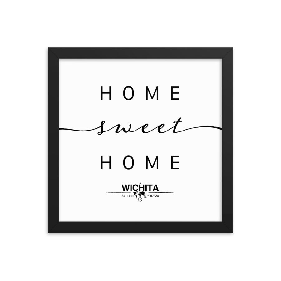 Wichita, Kansas, USA Home Sweet Home With Map Coordinates Framed Artwork