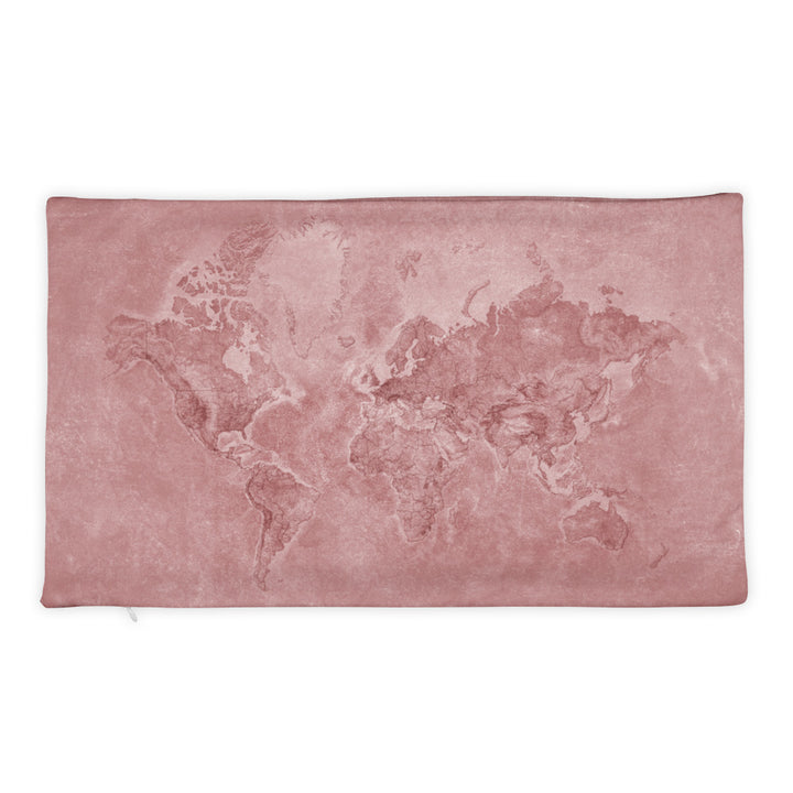 Rose Gold World Map Basic Pillow Case only
