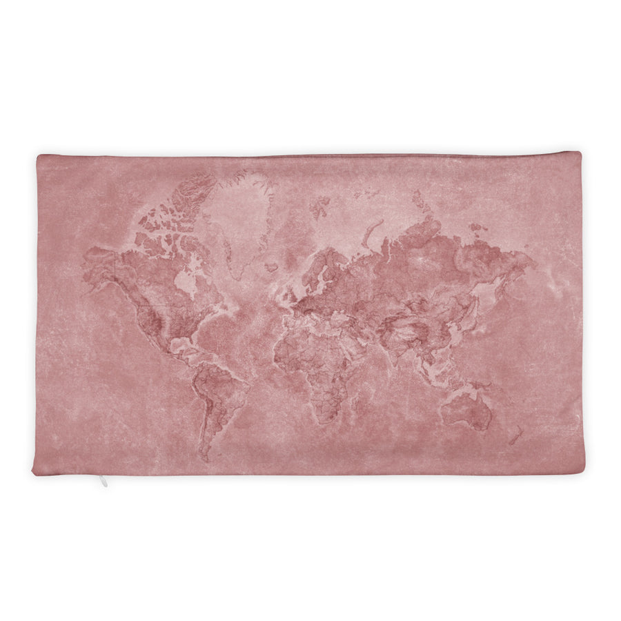 Rose Gold World Map Basic Pillow Case only
