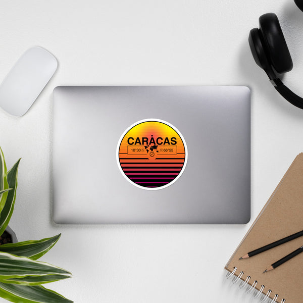 Caracas Venezuela 80s Retrowave Synthwave Sunset Vinyl Sticker 4.5"