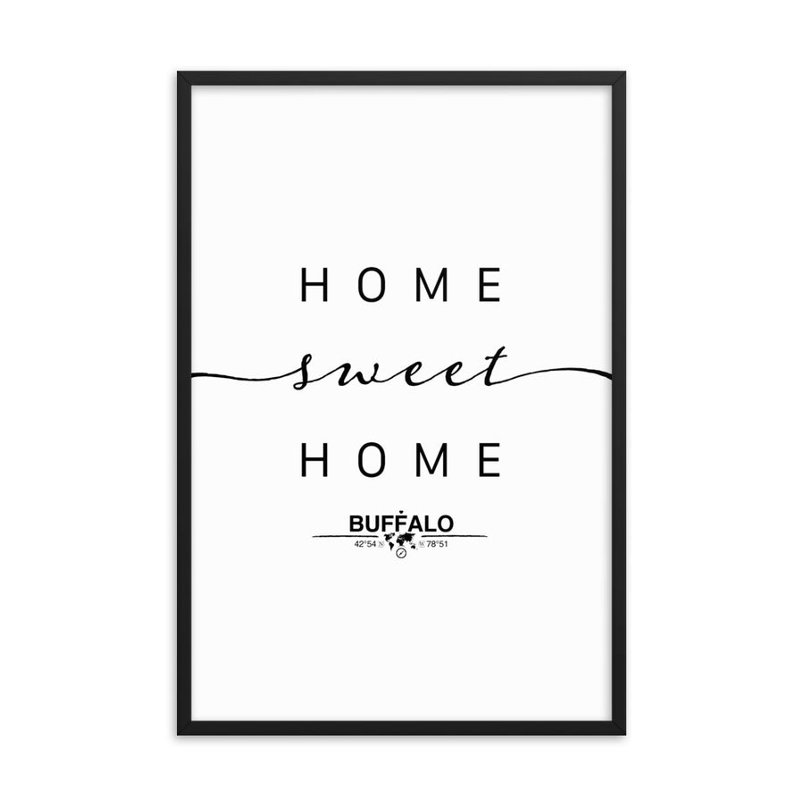Buffalo, New York, USA Home Sweet Home With Map Coordinates Framed Artwork