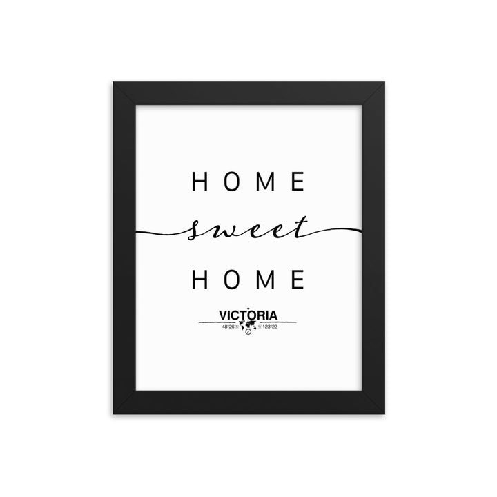 Victoria, British Columbia, Canada Home Sweet Home With Map Coordinates Framed Artwork