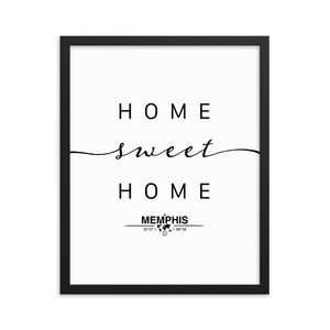 Memphis, Tennessee, USA Home Sweet Home With Map Coordinates Framed Artwork