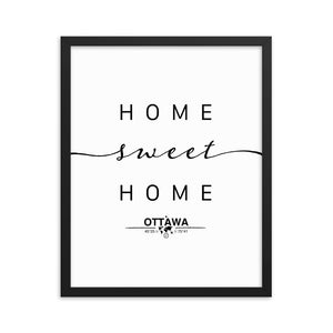 Ottawa, Ontario, Canada Home Sweet Home With Map Coordinates Framed Artwork
