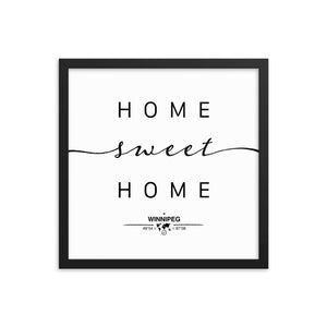 Winnipeg, Manitoba, Canada Home Sweet Home With Map Coordinates Framed Artwork