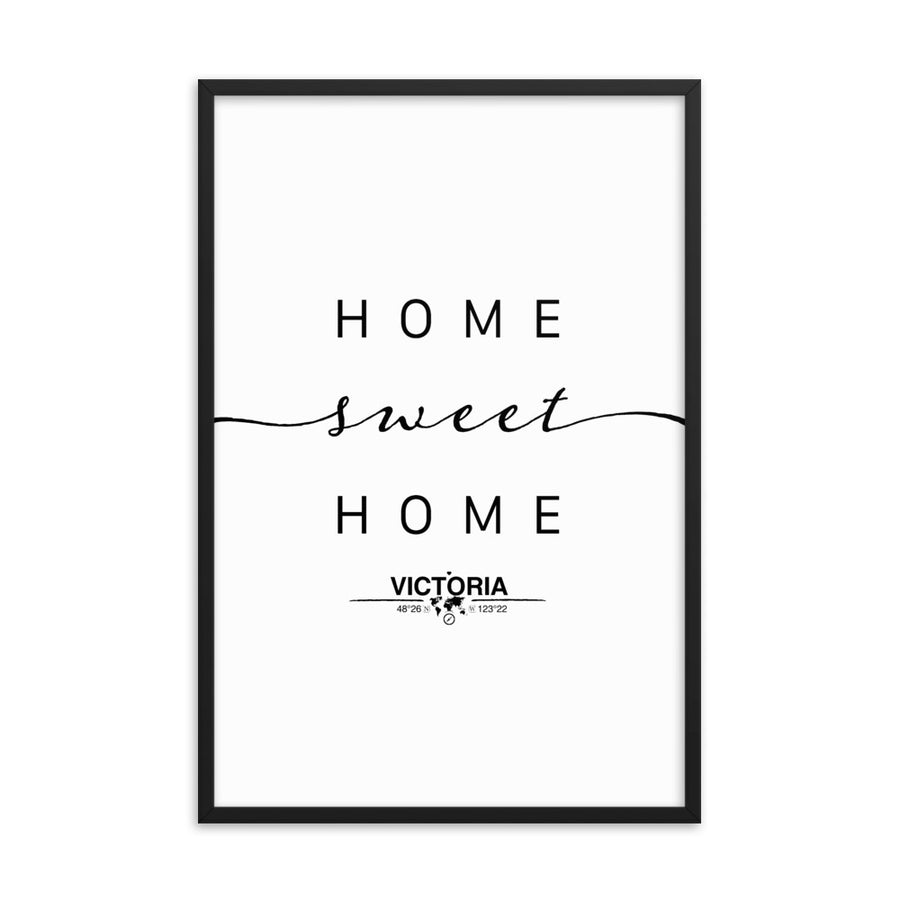 Victoria, British Columbia, Canada Home Sweet Home With Map Coordinates Framed Artwork