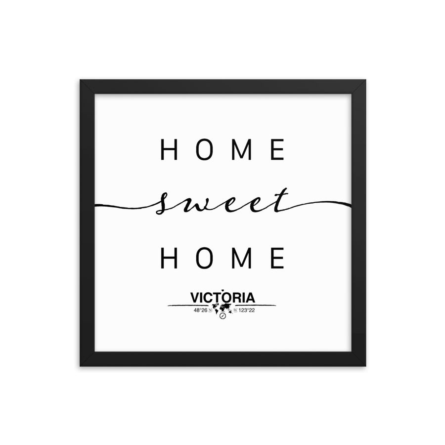 Victoria, British Columbia, Canada Home Sweet Home With Map Coordinates Framed Artwork