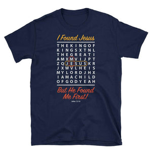I Found Jesus Crossword Tee in Nanvy Blue