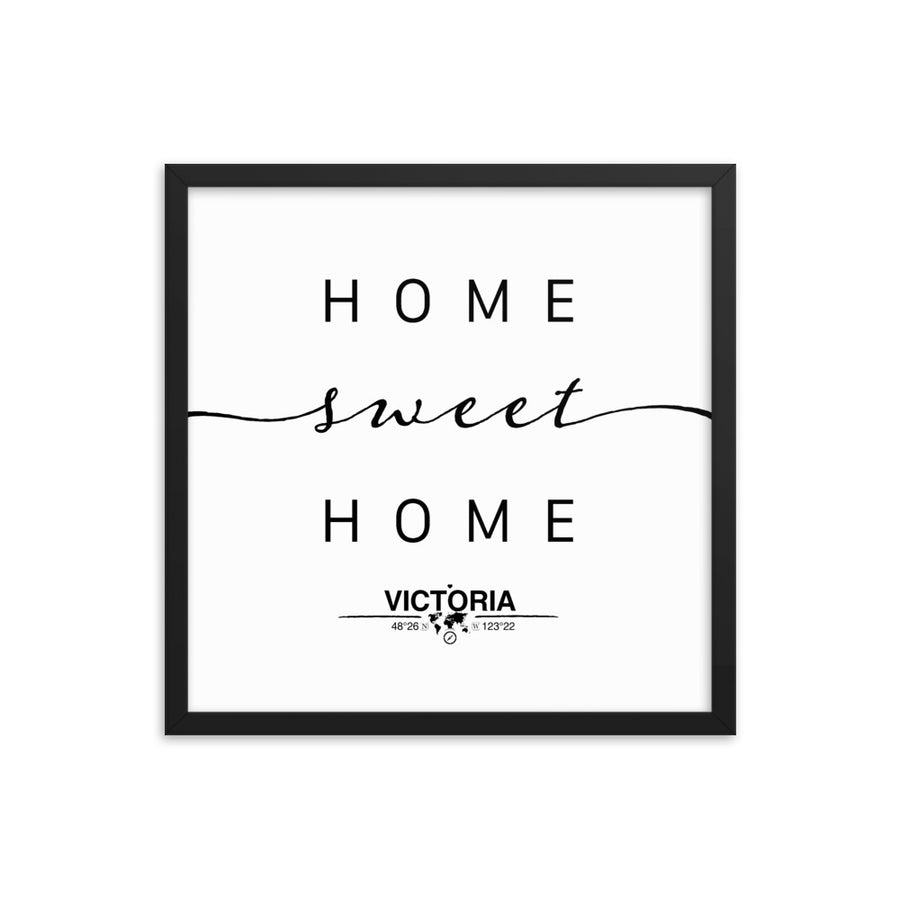 Victoria, British Columbia, Canada Home Sweet Home With Map Coordinates Framed Artwork