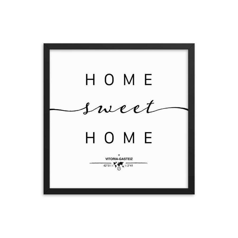 Vitoria-gasteiz, Basque Country, Spain Home Sweet Home With Map Coordinates Framed Artwork