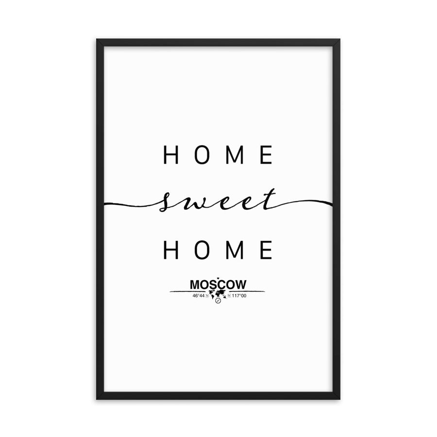 Moscow, Idaho, USA Home Sweet Home With Map Coordinates Framed Artwork