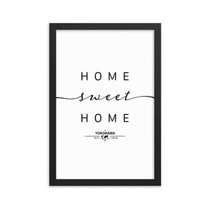 Yokohama,kanagawa, Japan Home Sweet Home With Map Coordinates Framed Artwork