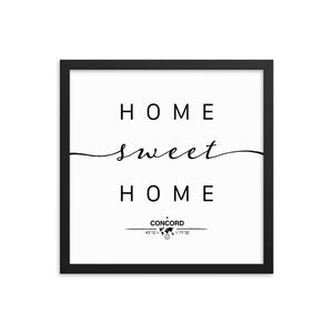 Concord, New Hampshire, USA Home Sweet Home With Map Coordinates Framed Artwork