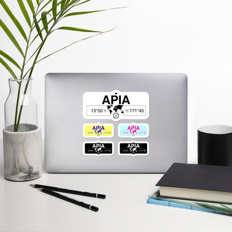 Apia Stickers, High-Quality Vinyl Laptop Stickers, Set of 5 Pack