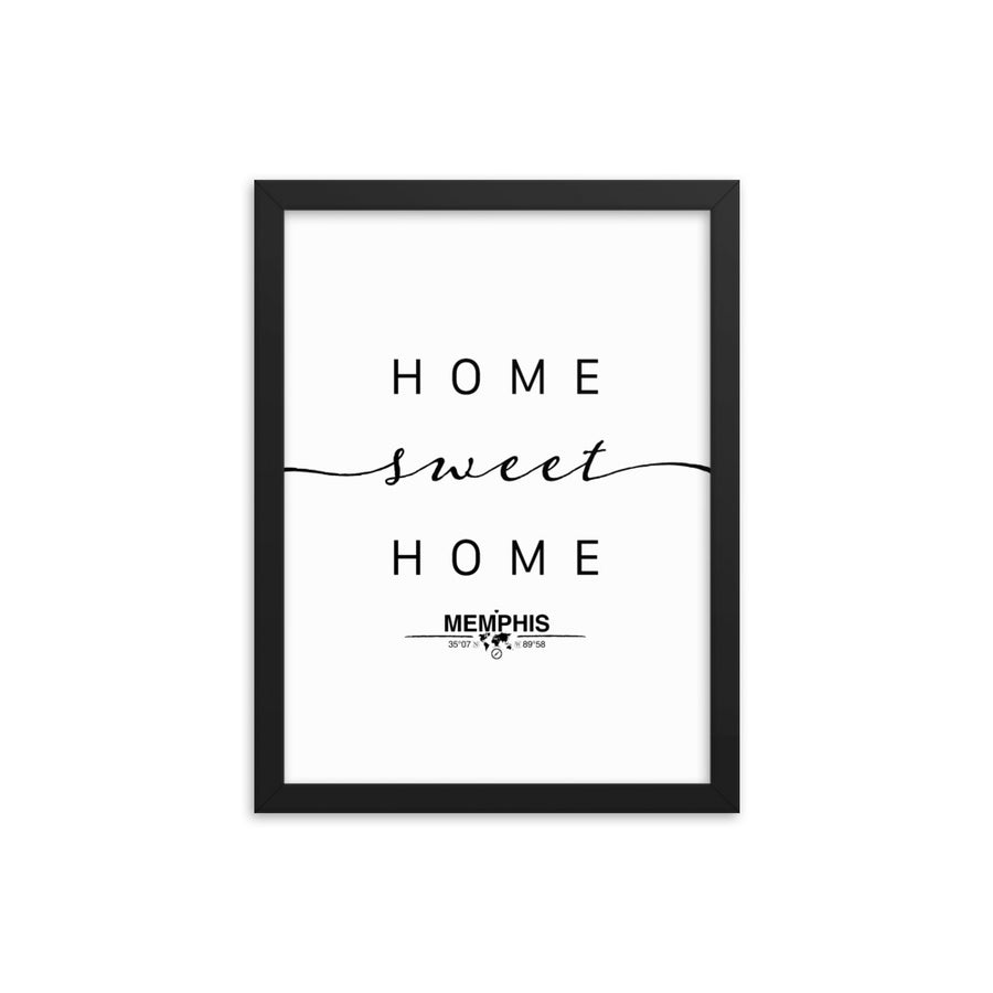 Memphis, Tennessee, USA Home Sweet Home With Map Coordinates Framed Artwork