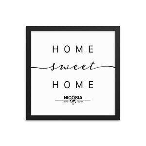 Nicosia, Cyprus Home Sweet Home With Map Coordinates Framed Artwork