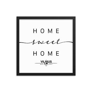 Vilnius, Vilnius, Lithuania Home Sweet Home With Map Coordinates Framed Artwork