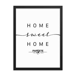 Papeete, French Polynesia, France Home Sweet Home With Map Coordinates Framed Artwork