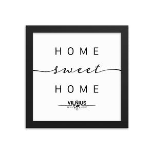 Vilnius, Vilnius, Lithuania Home Sweet Home With Map Coordinates Framed Artwork