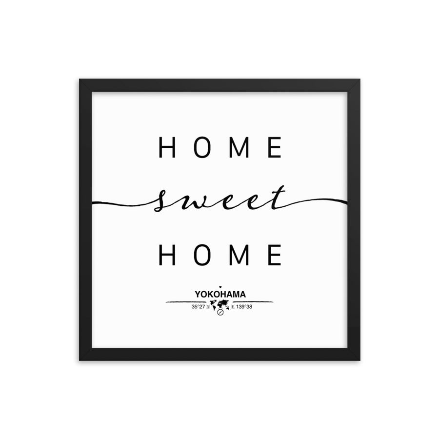 Yokohama,kanagawa, Japan Home Sweet Home With Map Coordinates Framed Artwork