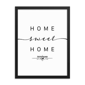 Östersund, Jämtland, Sweden Home Sweet Home With Map Coordinates Framed Artwork