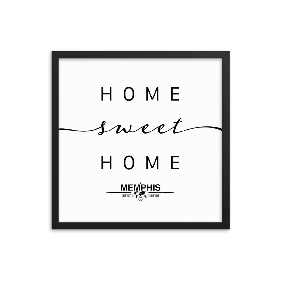 Memphis, Tennessee, USA Home Sweet Home With Map Coordinates Framed Artwork
