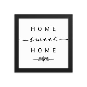 Cincinnati, Ohio, USA Home Sweet Home With Map Coordinates Framed Artwork