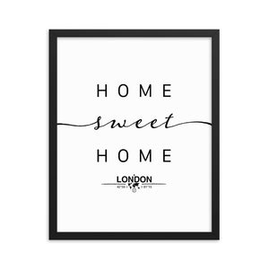 London, Ontario, Canada Home Sweet Home With Map Coordinates Framed Artwork