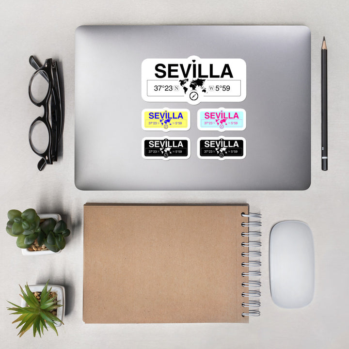 Sevilla, Andalusia Stickers, High-Quality Vinyl Laptop Stickers, Set of 5 Pack