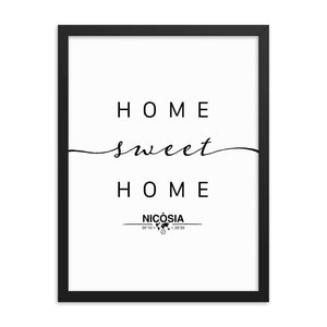 Nicosia, Cyprus Home Sweet Home With Map Coordinates Framed Artwork
