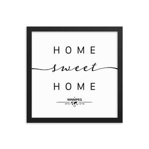 Winnipeg, Manitoba, Canada Home Sweet Home With Map Coordinates Framed Artwork