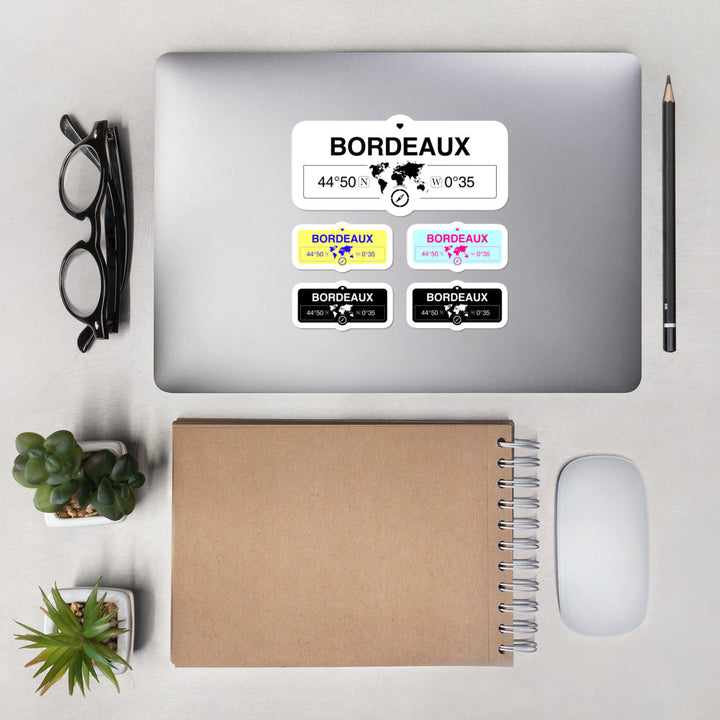 Bordeaux, Nouvelle-aquitain Stickers, High-Quality Vinyl Laptop Stickers, Set of 5 Pack