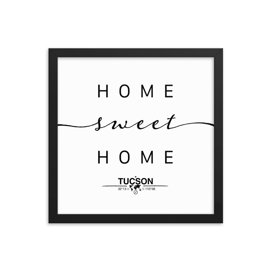 Tucson, Arizona, USA Home Sweet Home With Map Coordinates Framed Artwork