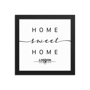 London, Ontario, Canada Home Sweet Home With Map Coordinates Framed Artwork