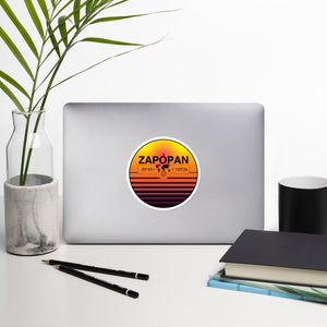 Zapopan, Jalisco 80s Retrowave Synthwave Sunset Vinyl Sticker 4.5"