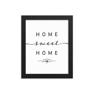Newcastle Upon Tyne, England, UK Home Sweet Home With Map Coordinates Framed Artwork