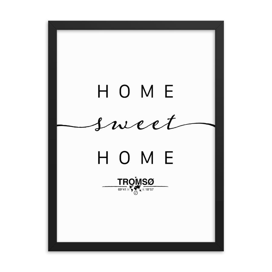 Tromsø, Troms, Norway Home Sweet Home With Map Coordinates Framed Artwork