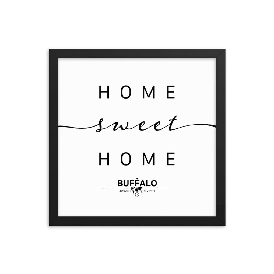 Buffalo, New York, USA Home Sweet Home With Map Coordinates Framed Artwork