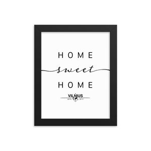 Vilnius, Vilnius, Lithuania Home Sweet Home With Map Coordinates Framed Artwork