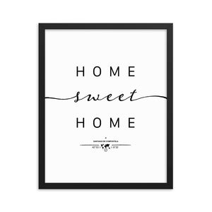 Santiago De Compostela, Galicia, Spain Home Sweet Home With Map Coordinates Framed Artwork