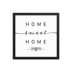 Washington, District Of Columbia, USA Home Sweet Home With Map Coordinates Framed Artwork